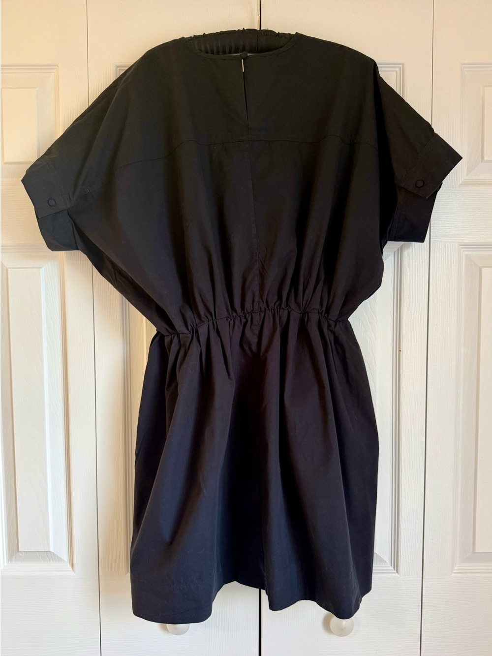 Banana Republic Black Cotton Elastic-Waist Short Sleeve Dress Size L